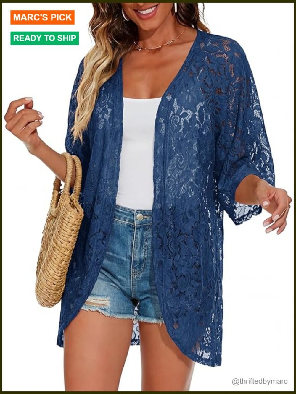 3/4 Sleeve Lace Shrug Cardigan Sheer Cover Up Beach Party Dressy